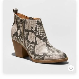 Snake print booties